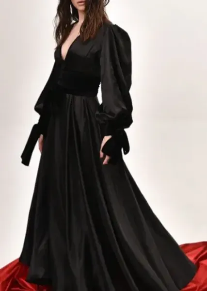 Madalina Glamour Robe - Black Silk