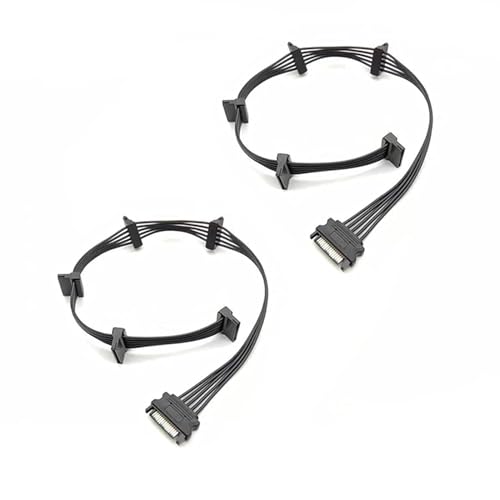 XCZZYB 2 Pack 15 Pin SATA to 5 SATA Power Splitter Extension Cable for HDD、SSD - 21 Inches