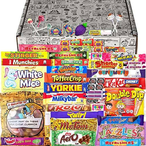 Mega Chocolate & Retro Sweets Hamper Gift Box. Ideal Birthday Gifts For Men, Women & Kids. Nestle & Cadburys Chocolate Bars + Pick & Mix Sweets Box. Gifts for Him & Her: Dad, Mum, Girls & Boys