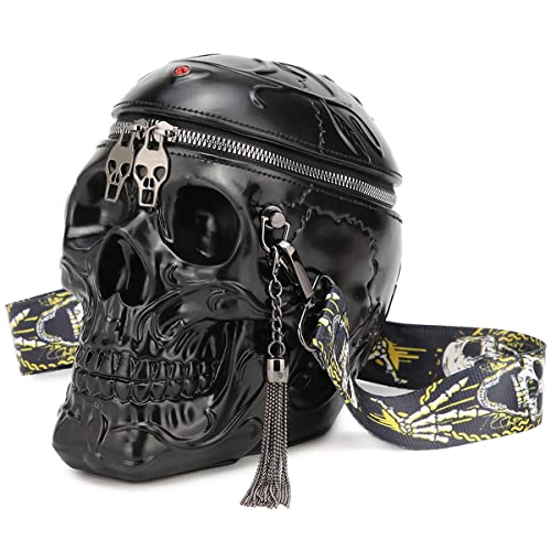 kiisy Skull Purses Handbags For Women Shoulder Bag,Skull Crossbody Purse Gothic Bag Purses Holiday Party Gift - Black
