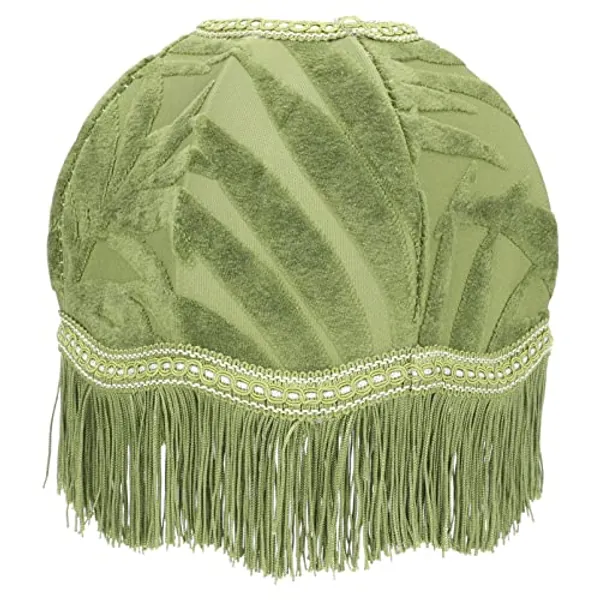 Uonlytech Lamp Shades Small Lamp Shade E27 Base Cloth Lamp Shade European Style Table Lampshade Tassel Lamp for Table Floor Pendant Lamp, Green, 22x15cm Vintage Decor