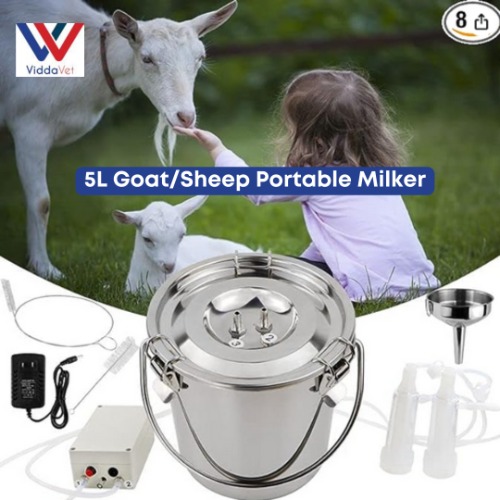 Viddavet Goat Milking Machine 5L Automatic Vacuum Milker Portable Electric Milker with Vacuum Pump