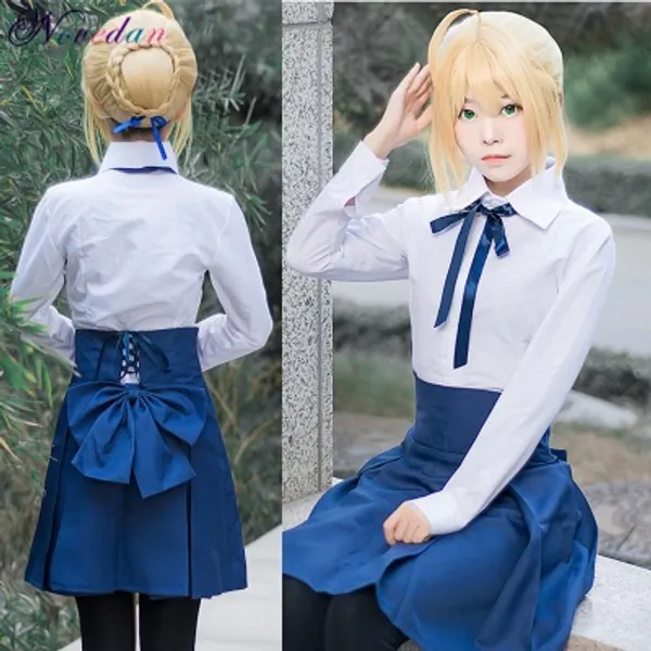 9.12US $ 4% de desconto|Fate stay night saber cosplay trajes anime japonês uniformes de marinheiro feminino cosplay vestido de festa de halloween conjunto de roupas| |   - AliExpress