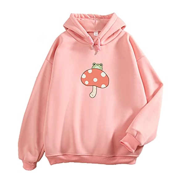 Throne Val Keevici Women Cute Frog Sweatshirt Kawaii Mushroom