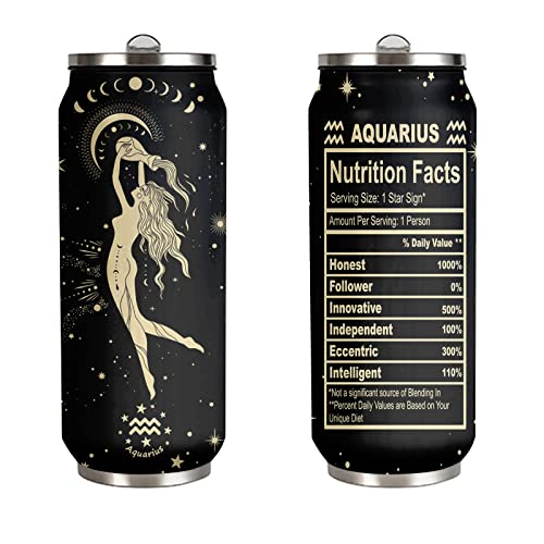 tatamonkey Aquarius Constellation Tumbler Zodiac Mens Womens Stainless Steel Tumblers Astrology Fans Birthday Gifts Coffee Sublimation Mugs Car Cup - 17 OZ - Aquarius - 17OZ