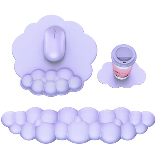 MOKURU Cloud Mouse Pad with Wrist Rest, Cloud Keyboard Wrist Rest, Wrist Rest for Computer Keyboard, Cloud Mouse Pad Wrist Support, Ergonomic Cloud Keyboard Mouse Wrist Support (Purple) - Purple