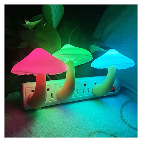 UTLK [3 Pack Plug-in LED Mushroom Night Light Lamp with Dusk to Dawn Sensor,Plug in Bed Cute Nightlight lamp Wall Baby Lights for Kids Children (7-Color)
