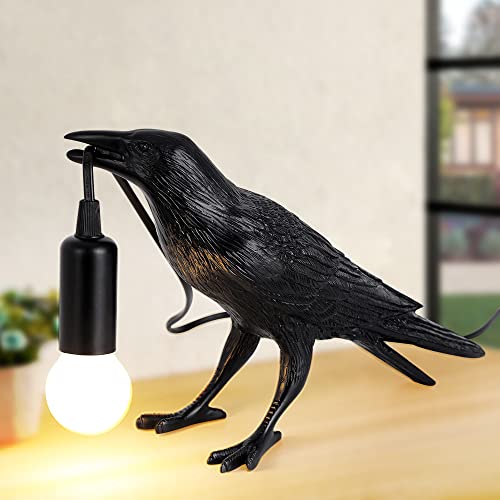 OVANUS Crow Lamp - Raven Lamp Adjustable Brightness with Bulb，Bird lamp，Crow Light Decor for Bedside Bedroom Living Room Decor - Black