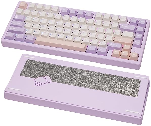KEEBMONKEY WOBKEY Rainy 75 CNC Aluminum HMX/JWK/Cocoa Switches Triple-Mode Connectivity Mechanical Keyboard with Superior Acoustics, RGB/FR4/Silver SUS304/7000mAh/Cocoa Switch (Pro - Purple) - Pro - Purple