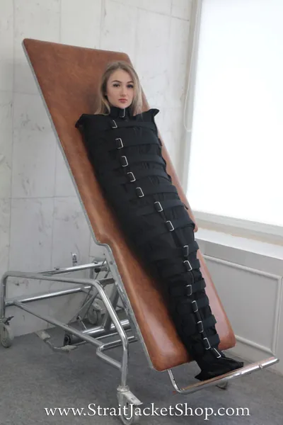 Black Sleep Sack Bondage Body Bag - Straitjacket Mummification / BDSM / Asylum / Restraining / Locked with Zipper and Belts / Canvas