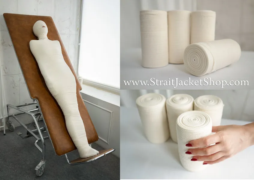 XXXLong Mummification Bandages - Set of 4 Extra Long Bandages / Bandage / Mummified / Bondage / BDSM / Restraining / Wrap /Mummy / Reusable