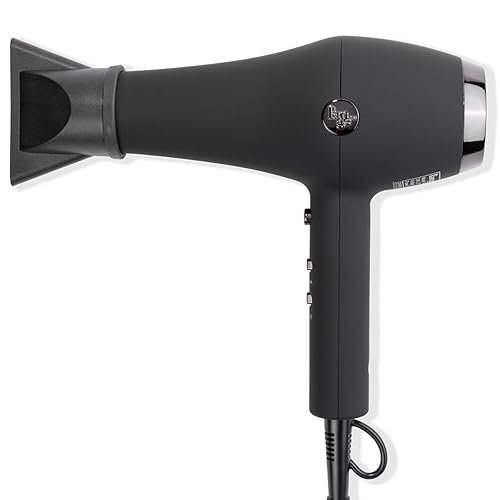 L'ANGE HAIR Soleil Professional Hair Dryer | 3 Heat Settings & 2 Airflow Settings | Cool Shot Locks-in Style | Professional Length Cord | Best Lightweight Hair for Smooth Blowouts (Black) - Black