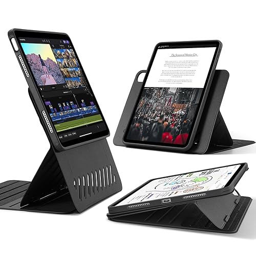 ESR for iPad Air 11 Inch Case M2(2024), iPad Air 6th/5th/4th Gen Case (2024/2022/2020), Removable Magnetic Cover, Adjustable Portrait/Landscape Stand with Raised Screen View, 9 Standing Angles, Black - Air 11ʺ, 10.9ʺ 5/4 - Black