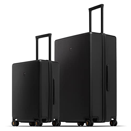 LEVEL8 Luggage Sets 2 Piece, 20/28 inch Hardshell Suitcases Sets, Lightweight Luminous Textured Hardside with Spinner Wheels, Tsa Lock, 2-Piece Set (20/28), Black - Black - 2-Peice Set(20/28)