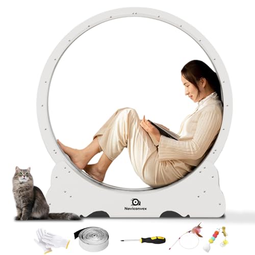 Naviconvex katzenlaufrad Durchmesser 113 cm laufrad Katze Laufen super leise Katzen laufrad laufrad für Katzen laufrad Katze katzenrad Laufrad Katze XL elfenbeinweiß - Übergroßes Katzenrad - Weiß