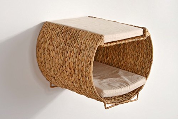 Lycce Katzentunnel Katzenhöhle mit weichem Kissen Wasserhyazinthe 34cm x 34cm x 29,5cm