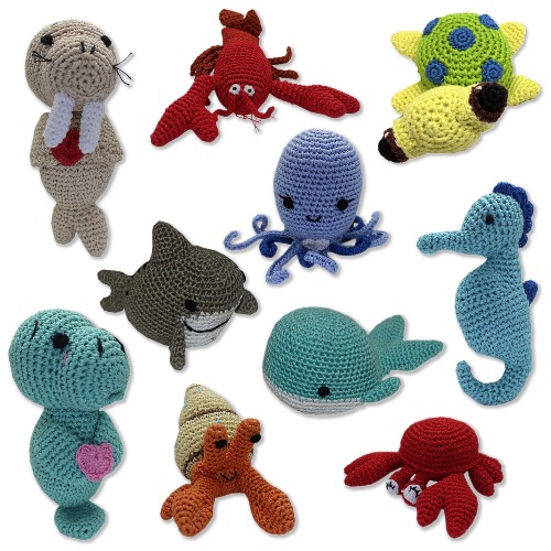 Knit Knacks Organic Cotton Pet & Dog Toys, "Ocean Buddies Group" (Choose from 10 different options!) - Ollie Octopus