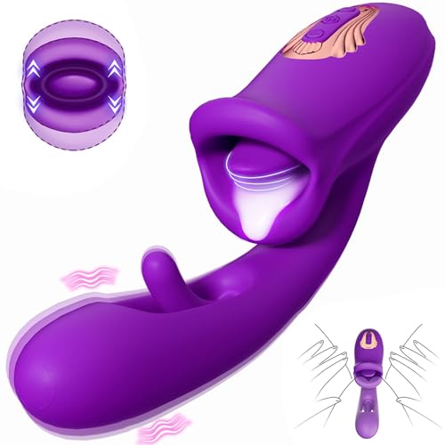 G Spot Vibrator Adult Sex Toys for Women, Tongue Rose Sex Toy Dildo Vibrators Clitoral Stimulator with 10 Licking Sucking 10 Vibration Modes Flapping Clitoral Stimulator Anal Sex toys Couples Sex Toys - Purple