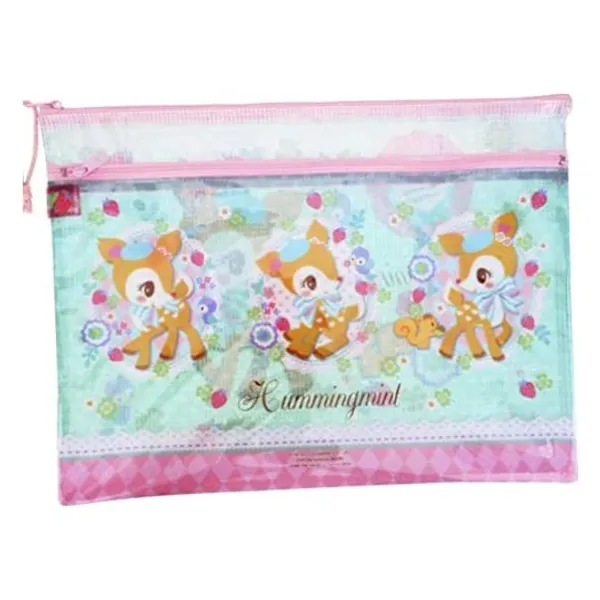 
                            Hummingmint Deer Double-Deck Zipper Folder A4 Paper Document File Case F4 Vinyl Pouch with Mesh
                        