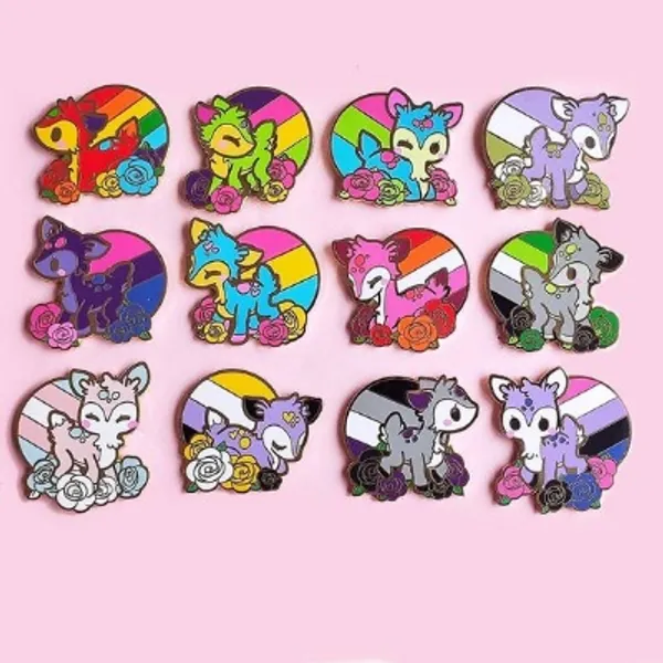 Pride Identity Flag Cute Flower Deer Enamel Pins | Etsy