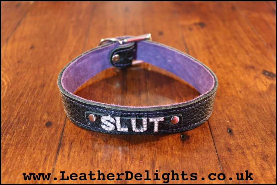 Black 1 Wide Slut Collar with Suede Lining
