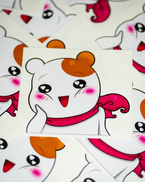 Hamster Anime Peeker Sticker - Kawaii Vinyl Decal - Car Accessories