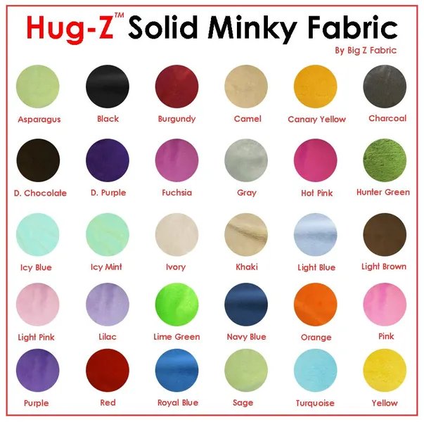 Minky Solid Baby Soft Fabric - 48 COLORS -   58"/60" Width Sold By The Yard Chenille Blankets Clothing Costumes Ultra Soft Smooth Cuddle