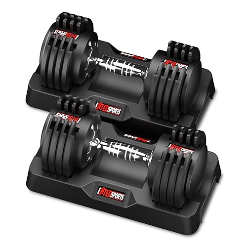 EnterSports 12kg/18KG Adjustable Dumbbells Adjustable Dumbbell Set for Saving Place, Dumbbells Adjustable with Non-Slip Handle 5 Weight Levels, Good for Home, Office, Gym, Body Training - 12kg pair