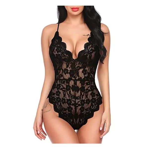 Avidlove Women One Piece Lingerie Deep V Teddy Sexy Lace Bodysuit