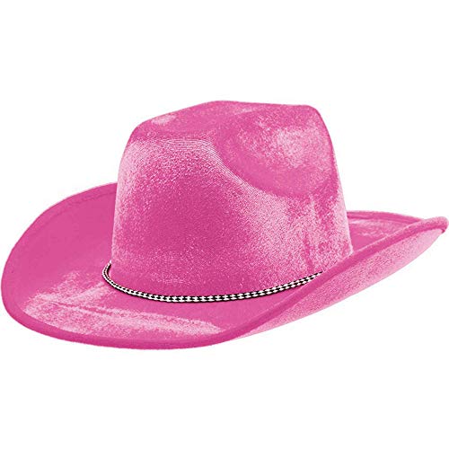 Pink Velour Cowboy Hat, Party Accessory - Pink