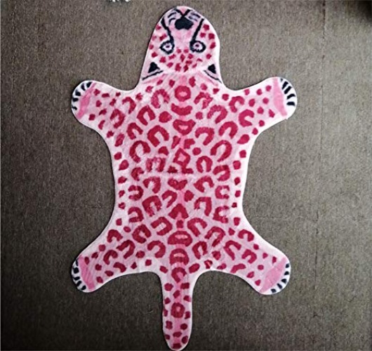 Pink Leopard Print Faux Cowhide Cheetah Fur Skin Carpet Non-Slip Animal Printed Area Rug Throw Rugs Floor Carpet for Door Mat Bedrooms Room Decor (3.3x2.95Ft) - Pink Leopard 44.1"l X 29.1" W