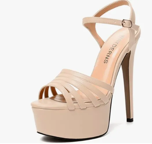 WAYDERNS Womens Buckle Strap Pumps