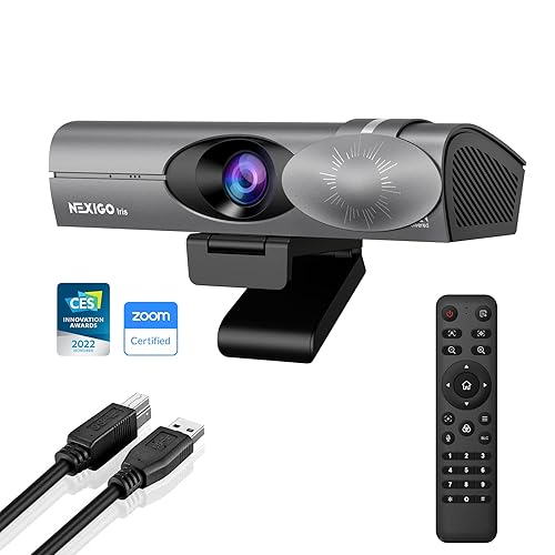 NexiGo Iris, 4K AI Webcam with 1/1.8" Sony_Sensor, Onboard Flash Memory, HDR, PiP, DSLR-Style Control, Auto Framing/Tracking with Flexible FOV, Noise-Canceling Mics, for Zoom/Teams/OBS and More - 4K Webcam with Larger Sensor