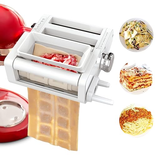 ANTREE 3-IN-1 Pasta Attachment & Ravioli Attachment for KitchenAid Stand Mixers, Pasta Maker Assecories included Pasta Sheet Roller, Spaghetti Cutter and Ravioli Maker Attachment - 3 in 1 Ravioli & Pasta Maker Attachment Set