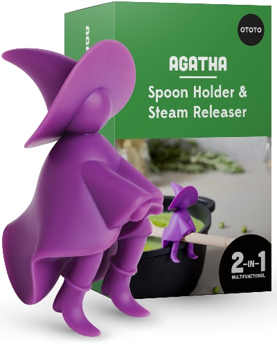 OTOTO Agatha Spoon Holder for Stove Top - Witchy Gifts for Homecooks - Spatula Holder and Cooking Spoon Rest for Stove Top and Kitchen Counter - Heat-Resistant, BPA-Free Fun Cooking Gadgets - Agatha Purple