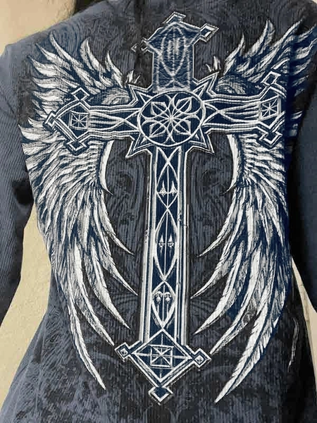 Vintage Skull Print Long Sleeve Knit