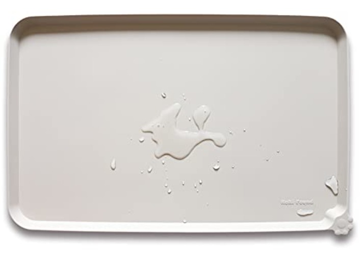 Hoki Found L Silicone Pet Food Mats Tray - Non Slip Pet Dog Cat Bowl Mats Placemat - Dog Pet Cat Feeding Mat - Waterproof Dog Cat Food Mats -Pet Water Mats for Carpet -Dark Oak - 24” x 16” - Cream Brown