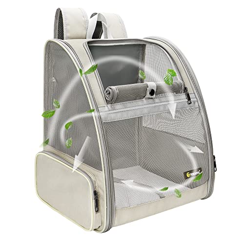 Texsens Pet Backpack Carrier for Small Cats Dogs | Ventilated Design, Safety Straps, Buckle Support, Collapsible | Designed for Travel, Hiking & Outdoor Use (Creamy White) - Creamy White