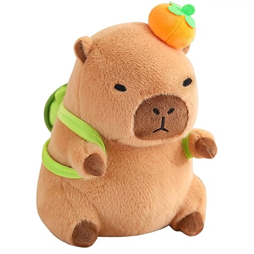 Ditucu Cute Orange Capybara Plush Pillow with Turtle Backpack StuffedAnimals Capibara Plushies Toys Gifts for Kids 13.7 inch - Capybara With Turtle Backpack - 13.7 inch