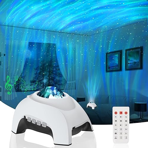 Vinwark Star Projector, Galaxy Projector, Northern Lights Aurora Projector for Bedroom with Music Bluetooth Speaker and White Noise, Starry Night Light Projectors for Kids Adults - White