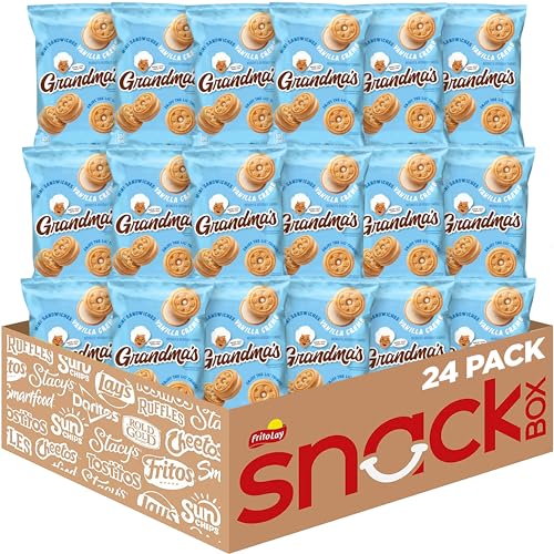 Grandma’s Mini Cookies, Vanilla Sandwich Crème Cookies, 3.71 oz Cookie Bag, (24 Pack) (Packaging May Vary) - 24ct Mini Vanilla Crèmes - 24 Count