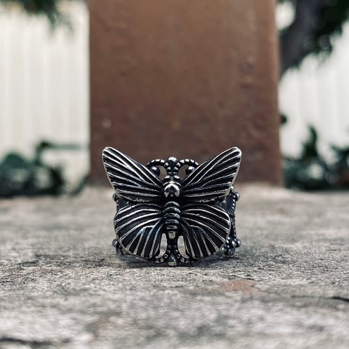 Gothic Butterfly Stainless Steel Animal Ring - 5