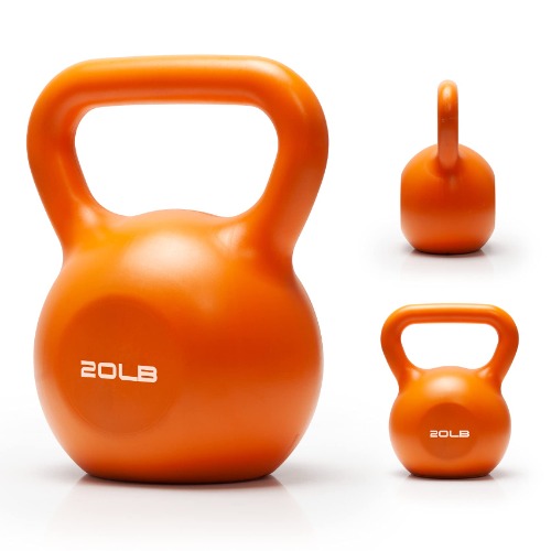 Kettlebell Set, TopMade 5lb-40lb Vinyl Coated Cast Iron Adjustable Kettlebell Weights Set Exercise Fitness Kettle Ball Dumbbell Grip Weight Kettlebells for Men Women Home Gym Workout Strength Training - A-Orange-20lbs