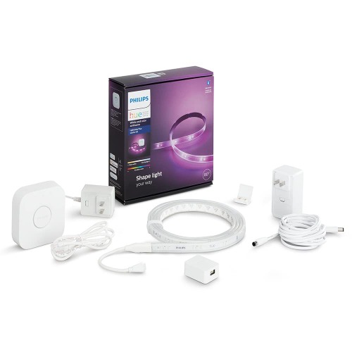 Philips Hue 555342 Starter Kit Lightstrip, Kit (6ft Base Kit + Hub), White - 6ft + Hub Single Color Lightstrip Only