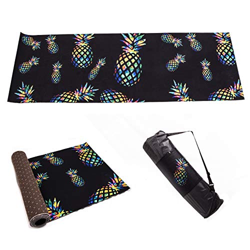 Granbey Yoga Mat Premium 5mm Print Extra Thick Non Slip Exercise & Fitness Mat for All Types of Yoga Pilates & Floor Workouts Yoga Mats - Watercolor Pineapples