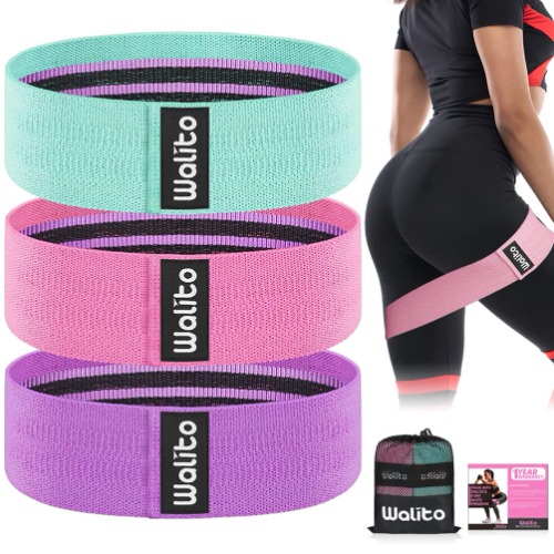 WALITO Resistance Bands for Legs and Butt, Fabric Exercise Loop Bands Yoga, Pilates, Rehab, Fitness and Home Workout, Strength Bands for Booty - Green,Pink,Purple
