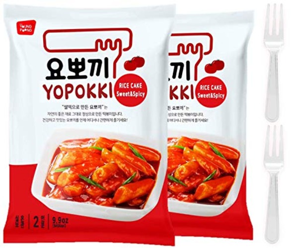 Instant Tteokbokki Rice Cake | Pack of 2 Popular Korean Snack with A Spicy Sauce (Spicy&Sweet)