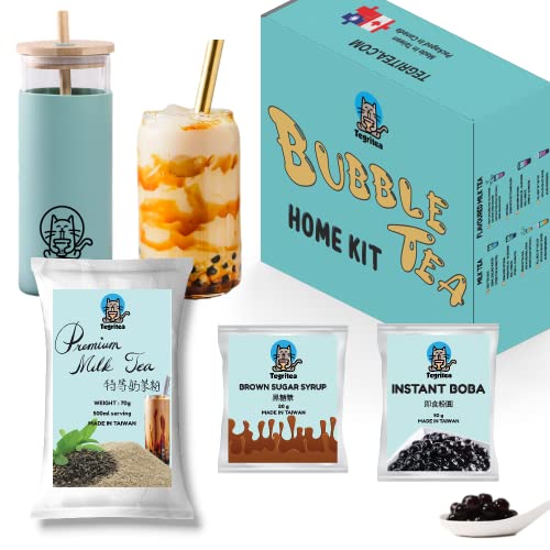 Best Bubble Tea DIY Kit | Ready in 1 Minute | 500ml Per Serving (Premium Milk Tea Powder, 8 Servings w/ Deluxe Cup) - 8 Count (Pack of 1)