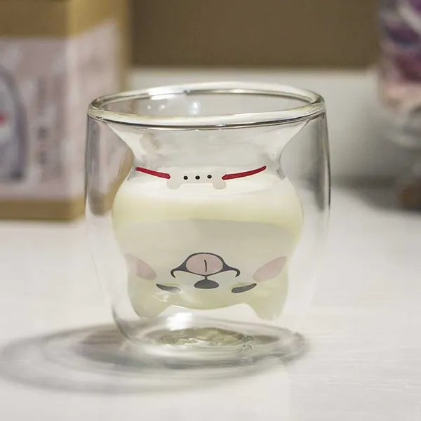 Cute Dog Cup Shiba Inu Glass Cup Water Glass Housewarming Gift for Dog Owners - Transparent