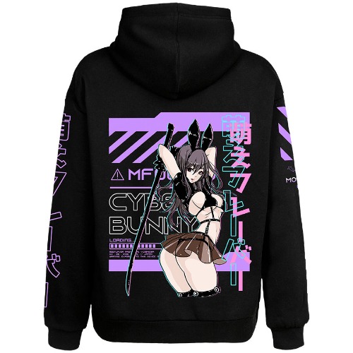Unisex Cyber Bunny Hoodie | Black / XL
